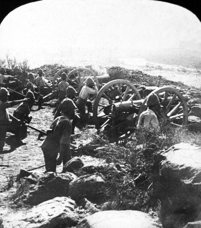 Cape Garrison Artillery Making It Hot for the Boers Across Modder River, South Africa by English Photographer